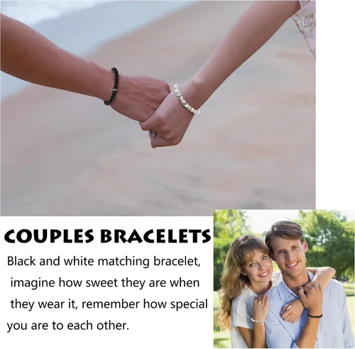 Vista 3 de Regalos románticos de aniversario para mujeres y hombres, pulseras a juego regalos para parejas, novio, novia, mi amor, prometido, recién casado