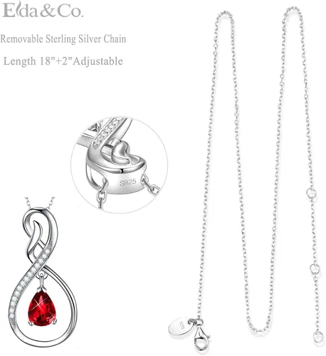 Vista 6 de ELDA & CO. Regalos de cumpleaños, collar infinito de plata de ley 925 con piedras natales de octubre y noviembre, turmalina rosa, citrino, regalos