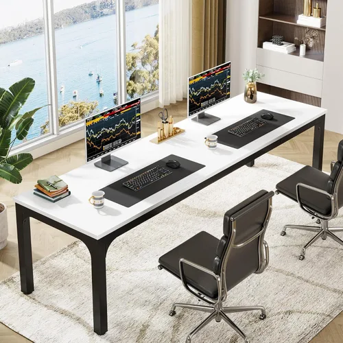Vista 12 de Tribesigns Escritorio de computadora extra largo de 78.7 pulgadas, escritorio para 2 personas, escritorio doble largo, estación de trabajo para Negro