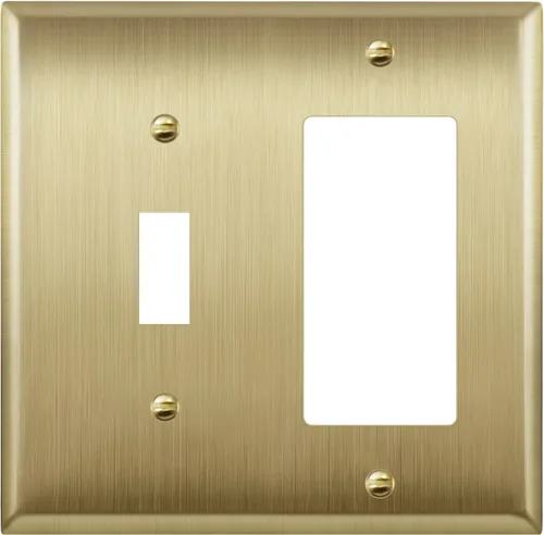 Vista 47 de ENERLITES - Placa de pared combinada para interruptor de palanca y enchufe decorativo, cubierta de acero inoxidable 201, resistente a la corrosión