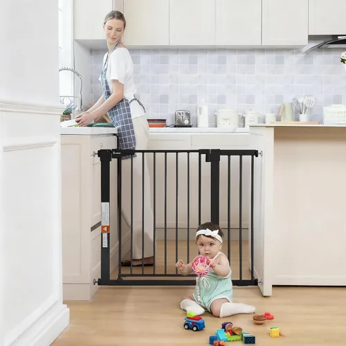 Vista 2 de COMOMY - Puerta de bebé de 76 cm de alto para escaleras y umbrales, se ajusta a aberturas de 75 cm a 103 cm de ancho, puerta para perros de cierre
