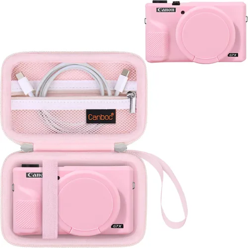 Vista 9 de Canboc Funda para cámara digital Canon PowerShot G7X Mark III, 1 funda rígida de transporte + 1 funda de silicona suave con cubierta extraíble