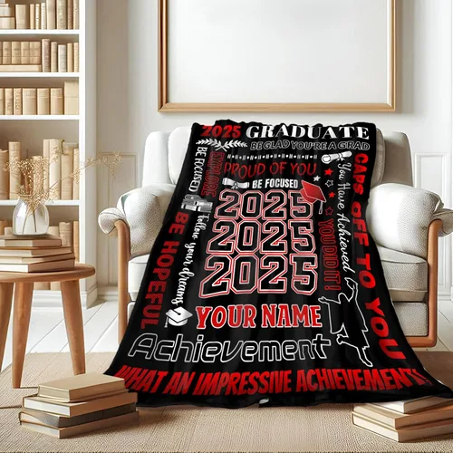 Vista 5 de Mantas personalizadas para clase de 2024 con nombre, manta de forro polar de 30 x 40 pulgadas para niños, regalos de graduación suaves y acogedores