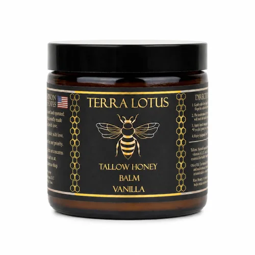 Vista 9 de Terra Lotus - Bálsamo de Sebo de Res Orgánica Alimentada con Pasto con Miel Cruda - Crema Hidratante para Piel Suave y Tersa - Hidratante Totalmente