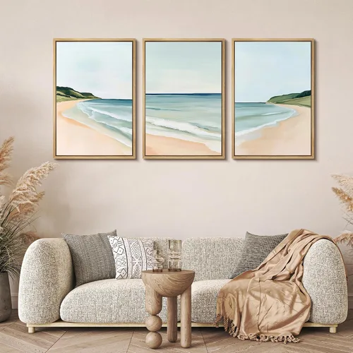 Vista 149 de MUDECOR Lienzo enmarcado para pared, juego de arte de acuarela pastel, bosque de pinos, naturaleza silvestre, ilustraciones modernas, decorativas