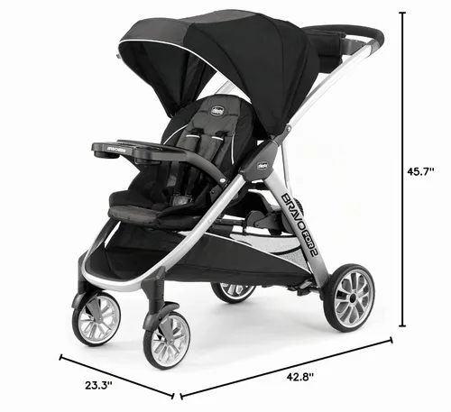 Vista 10 de Chicco BravoFor2 - Cochecito doble para bebés y niños pequeños, sentado o de pie Iron/Black, baby stroller with 5-point harness, Chicco car seat