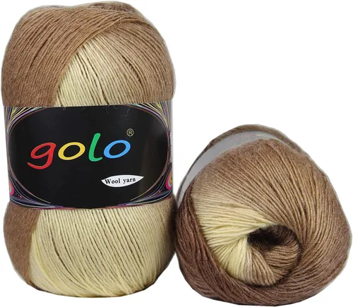 Vista 27 de Hilo de lana golo para tejer 200 yardas, hilo Cachemire multicolor arcoíris