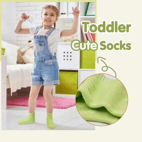 Vista 3 de Tphon Calcetines Antideslizantes para Niñas Pequeñas Calcetines Antideslizantes para Bebés con Agarres para Niños y Niñas 12 Pares para Niños de 0-7