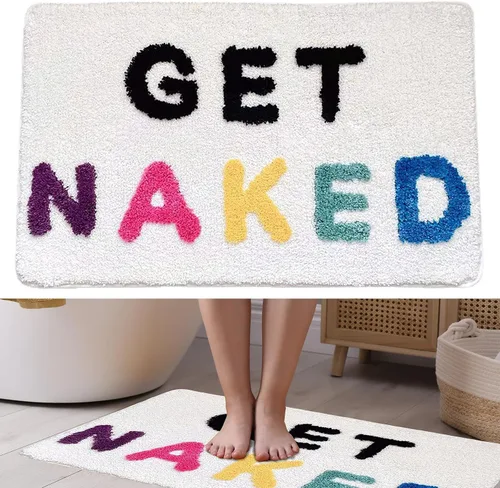 Vista 2 de Alfombra de baño con diseño de Get Naked de 19.7 x 31.5 pulgadas, tapete de baño antideslizante, bonito tapete absorbente para bañera, suave