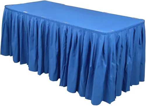 Vista 11 de LTC LINENS Falda de mesa negra para mesa rectangular de 6 pies, falda de mesa de 17 pies, tela de poliéster, mantel de banquete para bodas, bufés