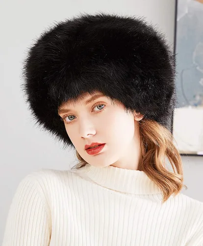 Vista 5 de Lovful Sombrero estilo cosaco ruso de piel sintética para mujer, conjunto de bufanda para mujer
