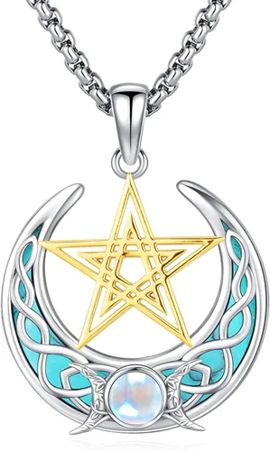 Vista 8 de Joyería Mágica para Mujeres y Hombres Nudo de Bruja Plata 925 Original Collar de Nudo de Bruja Tetragrammaton Hecate Collar Lilith Collar Pentagrama