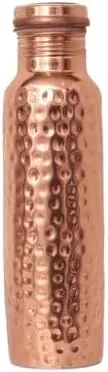 Vista 2 de Botella de agua de cobre puro natural de 34 oz martillada