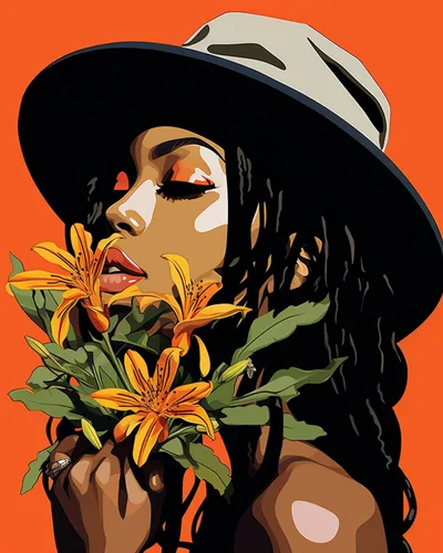 Vista 20 de Pintura por Números Afroamericana DIY Pintura Acrílica Kit de Pintura por Números para Niños Adultos Principiantes Chica Negra de Moda DIY Pintura