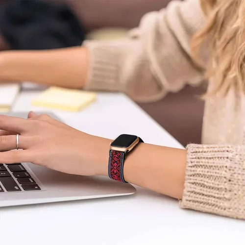 Vista 8 de Easuny Bandas elásticas bohemias compatibles con Apple Watch de 1.5 pulgadas, 1.57 pulgadas, 1.65 pulgadas y de 1.73 pulgadas para mujeres, hombres