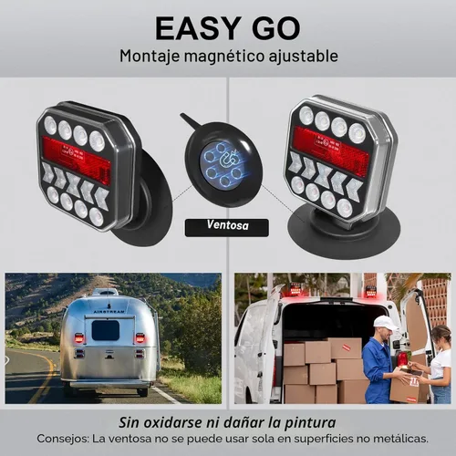 Vista 3 de Agrieyes Luces de remolque inalámbricas USB-C, luz de enganche magnética ajustable con retrorreflectores, kit de luz de remolque recargable reversa