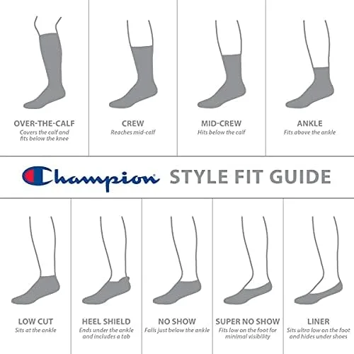 Vista 6 de Champion Calcetines para hombre, calcetines de tobillo, calcetines deportivos acolchados, paquete de 6 y 12 pares
