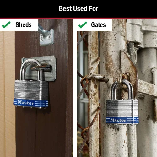 Vista 3 de Master Lock 5T - Candado para exteriores con llave, paquete de 2 unidades, color plateado