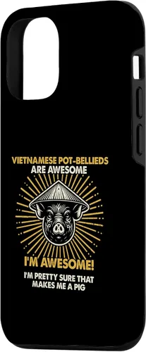 Vista 2 de iPhone 15 Pig Dad Mom Awesome - Farmer Breeder Vietnamese Pot-Bellieds Case
