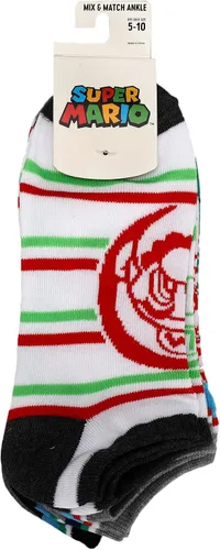 Vista 7 de Super Mario Bros Mario & Luigi Mixed Icons - Paquete de 5 calcetines tobilleros para mujer, Multi colorido