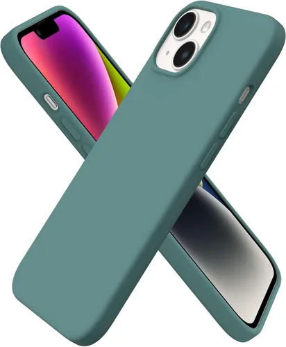 Vista 23 de ORNARTO Funda para iPhone 14 de 6.1 pulgadas, cubierta delgada de silicona Azul bebé