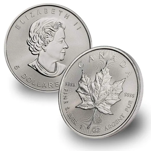 Vista 6 de 1988 - Lote actual de (5) Hoja de arce de plata canadiense de 1 oz $5 Vendedor BU