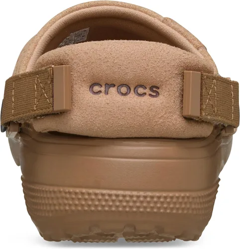 Vista 2 de Crocs Zuecos clásicos de lona elaborados unisex para hombres y mujeres Gamuza de chocolate con leche