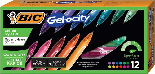 Vista 15 de BIC Gelocity - Bolígrafos de gel de secado rápido azul, punta media (0.7 mm - 1/32 pulgadas), paquete de 12 unidades, bolígrafos de gel retráctiles