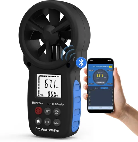 Vista 12 de HoldPeak 866B Anemómetro Digital Portátil Medidor de Velocidad del Viento para Medir Velocidad del Viento, Temperatura y Sensación Térmica