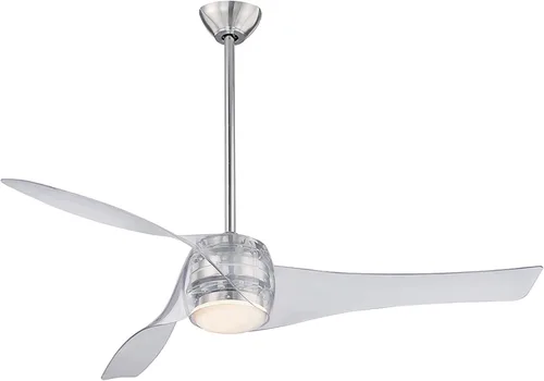 Vista 4 de MINKA-AIRE F803DL-LN Artemis Ventilador de techo LED de 3 paletas de 58 pulgadas con acabado de níquel líquido con cristal de ópalo grabado