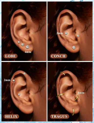 Vista 5 de Aretes de nariz de acero quirúrgico 316L, 20G, 18G y 16G, sin rosca, aretes de lóbulo para cartílago, cartílago, oreja, labio, piercing para mujeres
