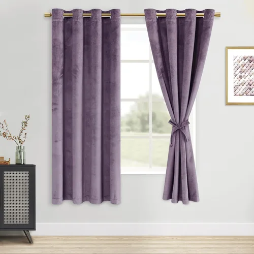 Vista 71 de DWCN - Juego de 2 paneles de cortina de terciopelo con ojales negros, tratamiento de ventanas con aislamiento térmico, apilables, decoración moderna