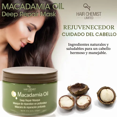 Vista 2 de Hair Chemist Máscara de reparación profunda de aceite de macadamia Peso neto 8 oz