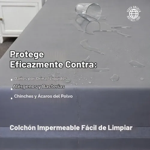 Vista 5 de Colchón de espuma viscoelástica para incontinencia impermeable, parte superior infundida de gel, funda de vinilo sellada, fácil de limpiar