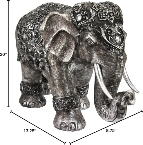 Vista 4 de Oriental Furniture - Estatua de elefante auspicioso de 20 pulgadas