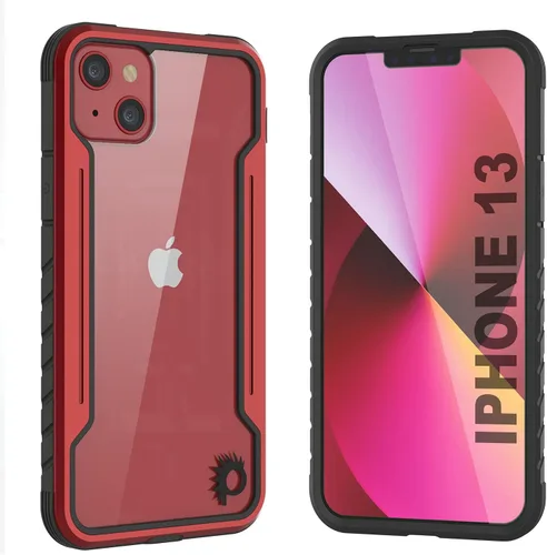 Vista 11 de Punkcase Diseñada para iPhone 13 [Armor Stealth Series] funda protectora de grado militar con marco de aluminio [parte trasera transparente] Máxima