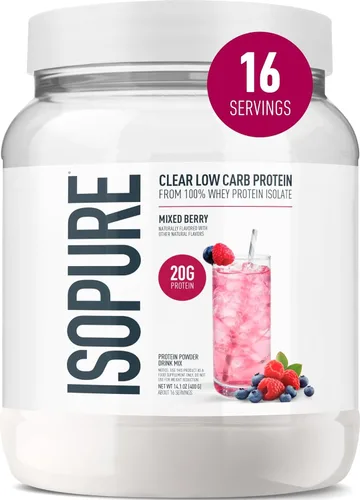 Vista 12 de Isopure - polvo de proteína de suero de leche con sabor a fruta ligera refrescante