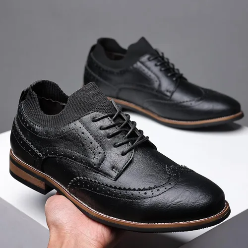 Vista 4 de COSIDRAM Zapatos de vestir casuales Oxford para hombre, estilo clásico, moderno, para caballero, zapatos de cuero