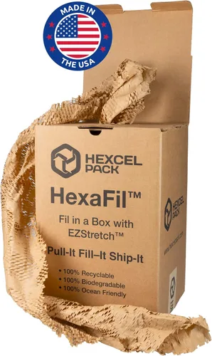 Vista 9 de IDL Packaging HexaFil Papel de embalaje de panal de abeja kraft 15" x 10080" (3048m) en caja autodispensada - Relleno de caja acolchado patentado