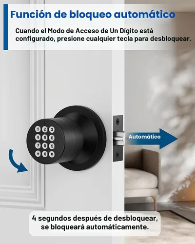 Vista 3 de HIDALIFE Pomo de puerta con teclado, perilla de puerta con cerradura, cerradura de puerta de entrada sin llave con código para puerta delantera