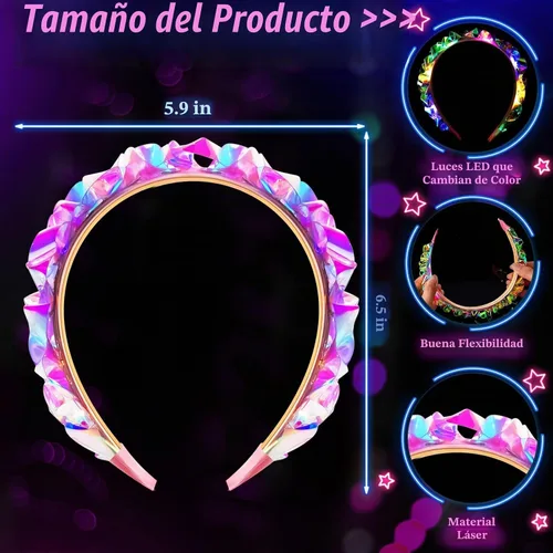 Vista 2 de Tigeen - 4 diademas iluminadas con luces LED para recuerdos de fiesta