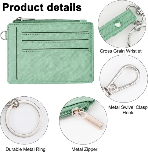 Vista 4 de Toughergun Tarjetero delgado para mujer con bloqueo RFID, cartera pequeña con bolsillo frontal para tarjetas de identificación con ventana