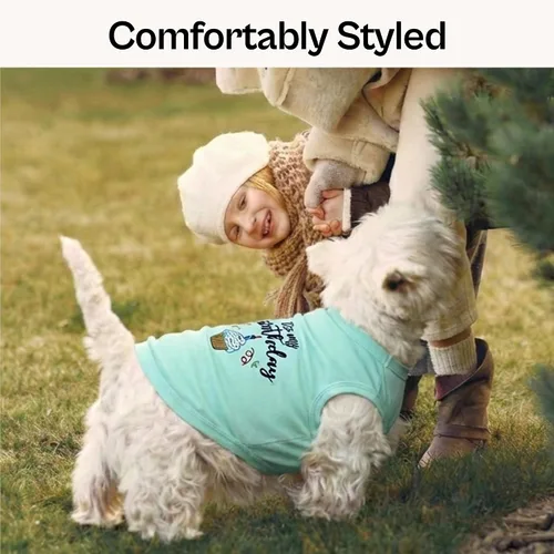 Vista 6 de Camiseta para perro Parisian Pet con palabras bordadas "Es mi cumpleaños" - Camiseta sin mangas para cumpleaños de perro - Chaleco ligero