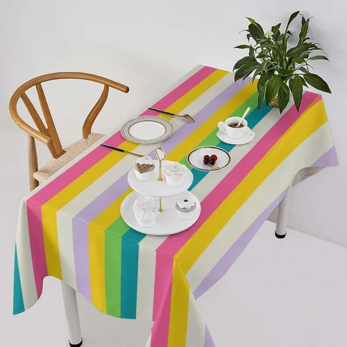 Vista 10 de Mantel retro moderno de mediados de siglo, diseño de colores retro de los años 50, resistente al agua, mantel lavable para cocina, comedor, fiesta