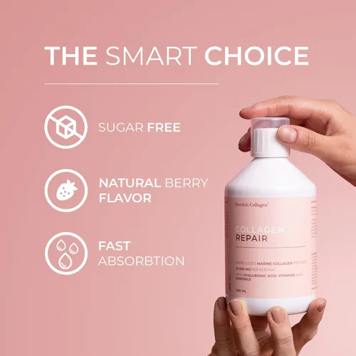 Vista 7 de Swedish Collagen Reparación Suplemento líquido de colágeno marino hidrolizado de 10,000 mg - 16.9 fl oz, suministro de 20 días I ácido