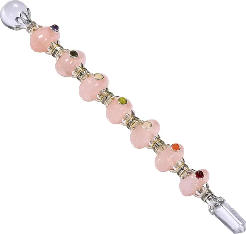 Vista 9 de Amazing Gemstone Varita de cristal para chakras, varitas de cristal curativo, brujería, varita de cristal de Merkaba para meditación, brujería
