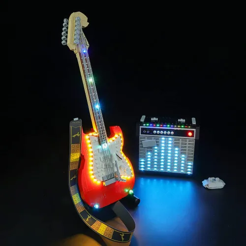 Vista 3 de Kyglaring Kit de iluminación LED compatible con Lego Ideas 21329 Fender Stratocaster Guitar Kit de construcción - Solo kit de luz LED y sin juego