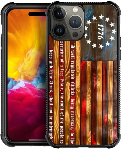 Vista 55 de Funda compatible con iPhone 8, a prueba de golpes, antiarañazos, bandera de ciervos de cola blanca de grano de madera estadounidense