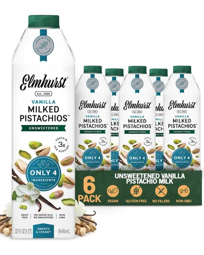 Vista 9 de Elmhurst 1925 Pistachio Milk Unsweetened - 32 Ounce (Pack of 6), Vegan