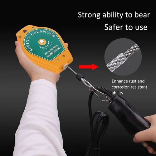 Vista 5 de Balanceador de resorte retráctil portaherramientas de 3 a 11.0 lbs de capacidad resistente para mantenimiento de línea de montaje industrial Equipo